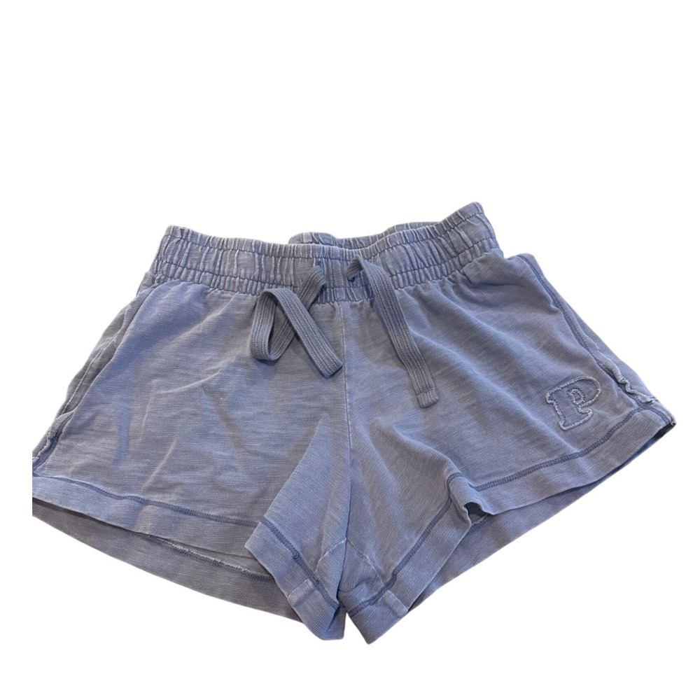 Victoria's Secret PINK Blue Slub Knit Lounge Shorts XS Drawstring P Logo 424008